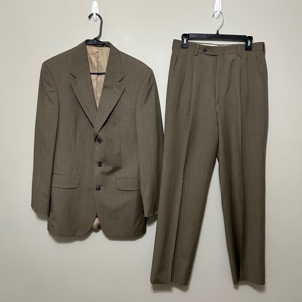 Cricketeer Men's Suit Set‎ 41 38LW31 Brown Wool Two-Piece Blazer Pants Trousers